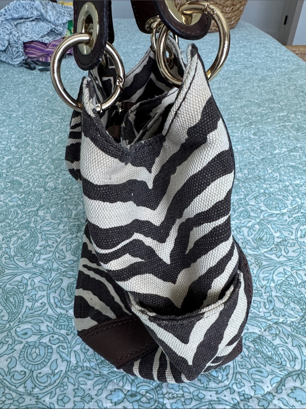 Vintage RARE Michael Kors Brown Zebra Tiger Print Ludlow Bag Purse hobo tote Y2K - Picture 9 of 17